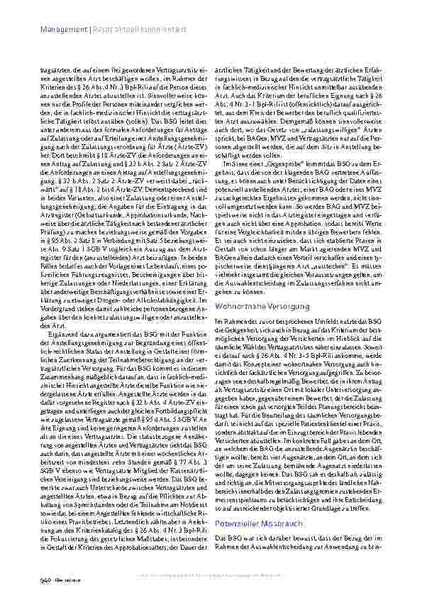 Vorschauseite 3: Nachbesetzung von Vertragsarztsitzen: Qualifikation des Arztes zählt