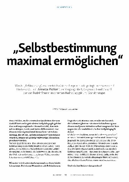 Vorschauseite 1: "Selbstbestimmung maximal ermöglichen"