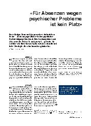 Vorschauseite 1: «Für Absenzen wegen psychischer Probleme ist kein Platz.»