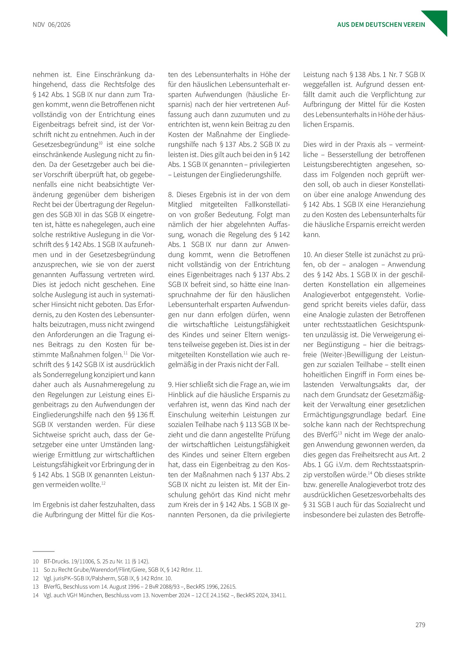 Vorschauseite 3: (Analoge) Anwendung der Regelung des § 142 Abs. 1 SGB IX zur häuslichen Ersparnis nach Einschulung der leistungsberechtigten Person und damit dem Wegfall der privilegierten Leistu…