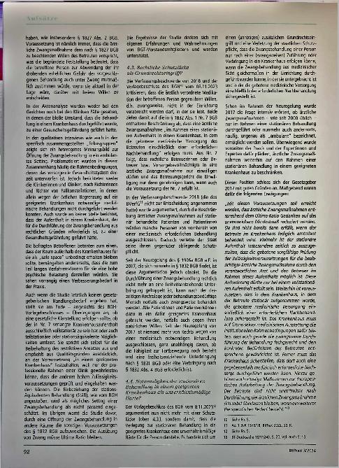 Vorschauseite 3: Keine ärztlichen Zwangsmaßnahmen außerhalb eines geeigneten stationären Krankenhauses.