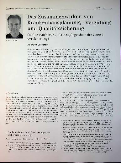 Vorschauseite 1: Das Zusammenwirken von Krankenhausplanung, -Vergütung und Qualitätssicherung