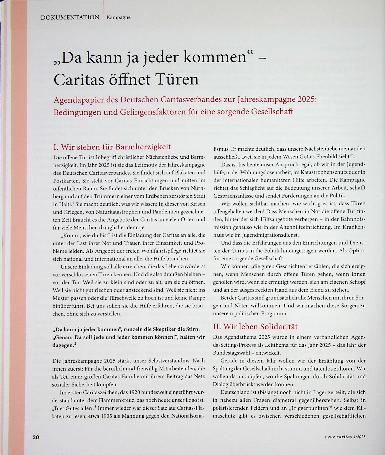 Vorschauseite 1: "Da kann ja jeder kommen" - Caritas öffnet Türen