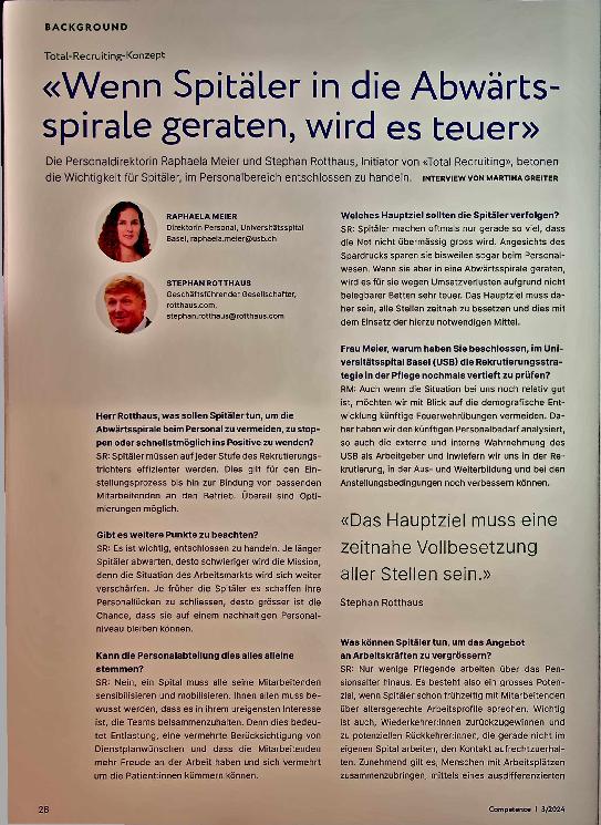 Vorschauseite 1: «Wenn Spitäler in die Abwärtsspirale geraten, wird es teuer.»