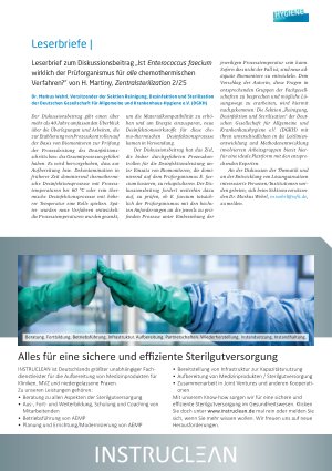 Vorschauseite 4: Ist Enterococcus faecium wirklich der Prüforganismus für alle chemothermischen Verfahren? *