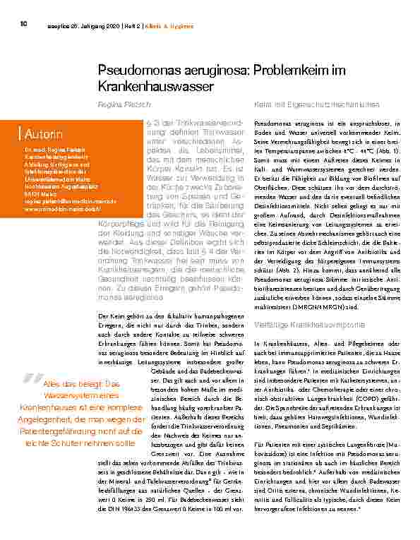 Vorschauseite 1: Pseudomonas aeruginosa: Problemkeim im Krankenhauswasser