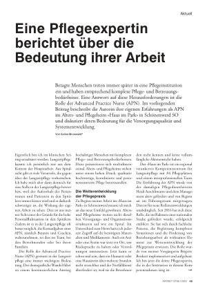 Vorschauseite 1: Eine Pflegeexpertin berichtet über die Bedeutung ihrer Arbeit