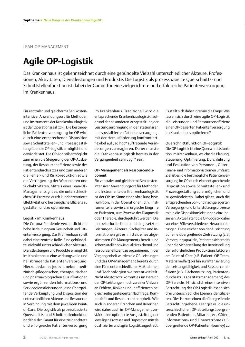 Vorschauseite 1: Lean-OP-Management: Agile OP-Logistik