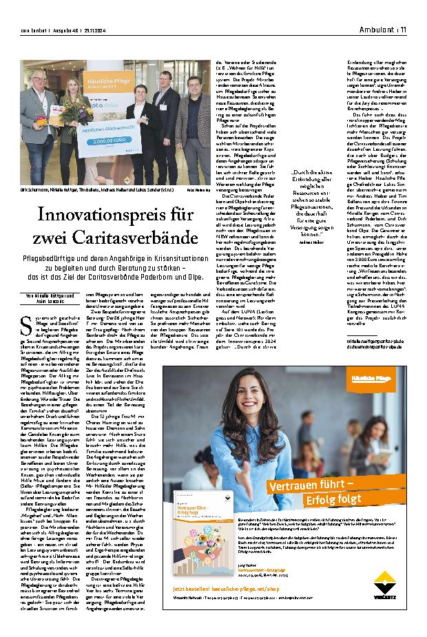 Vorschauseite 1: Innovationspreis für zwei Caritasverbände