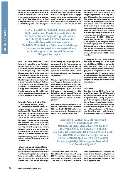 Vorschauseite 2: Medizinische Rehabilitation und Vorsorge im Wandel: Eine Übersicht aktueller Entwicklungen in der Reha-Branche