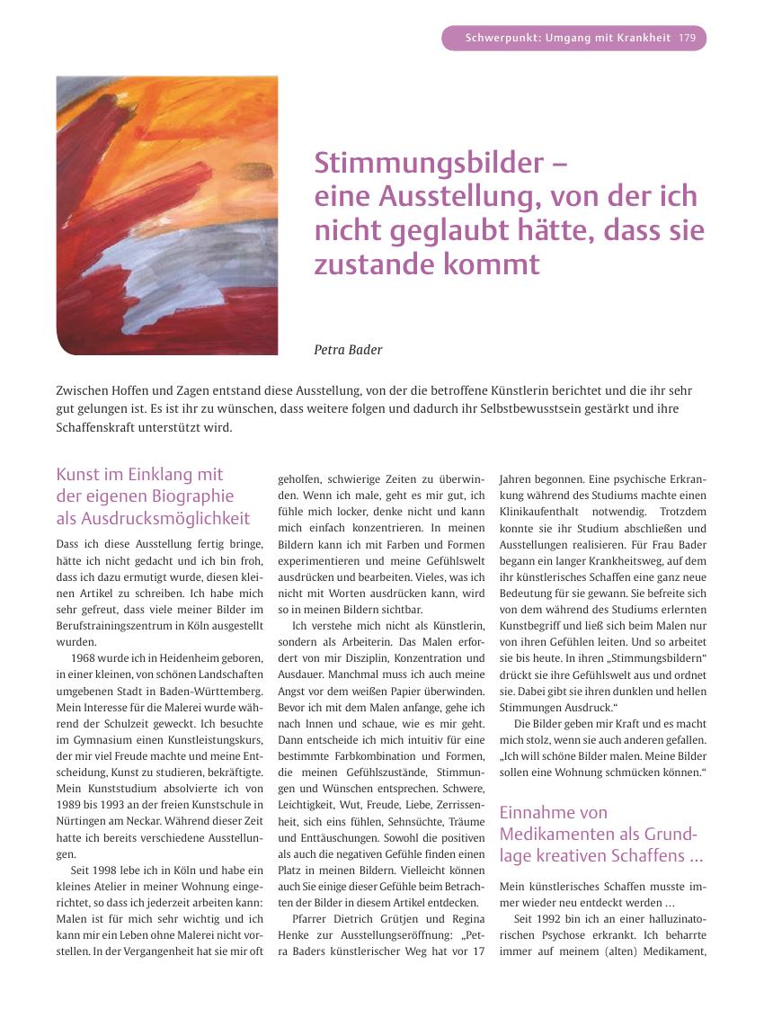 Vorschauseite 1: Stimmungsbilder – eine Ausstellung, von der ich nicht geglaubt hätte, dass sie zustande kommt