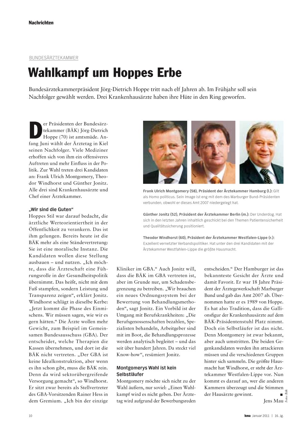 Vorschauseite 1: Wahlkampf um Hoppes Erbe