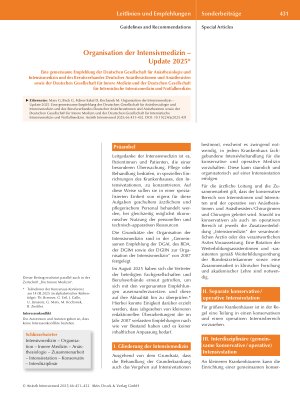 Vorschauseite 1: Organisation der Intensivmedizin – Update 2025