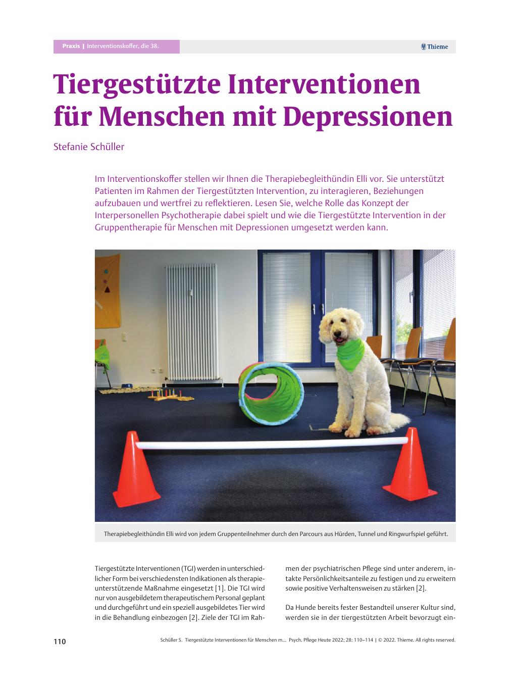 Vorschauseite 1: Tiergestützte Interventionen für Menschen mit Depressionen
