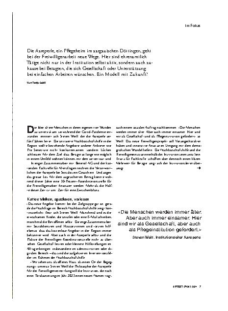 Vorschauseite 2: Sie ermöglichen Betagten, zu Hause zu wohnen.