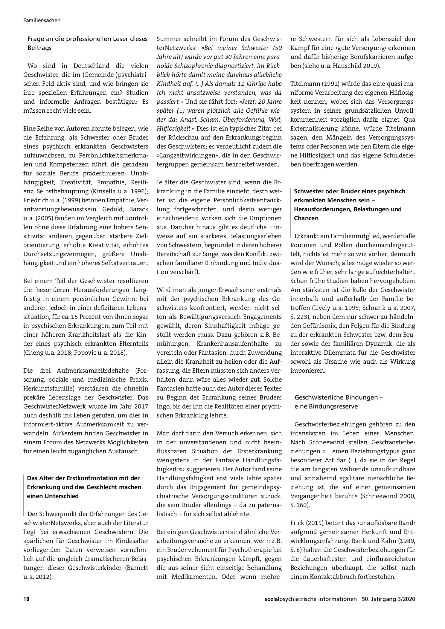 Vorschauseite 2: Die Verborgenen und sich selbst Verbergenden: Geschwister psychisch erkrankter Menschen