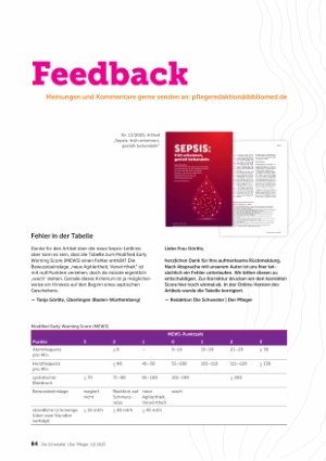 Vorschauseite 1: Feedback Meinungen und Kommentare gerne senden an: pflegeredaktion@bibliomed.de