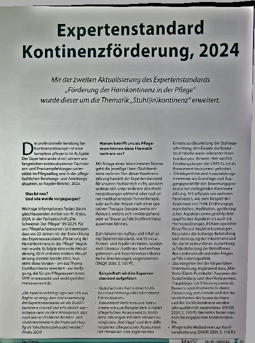 Vorschauseite 1: Expertenstandard Kontinenzförderung, 2024
