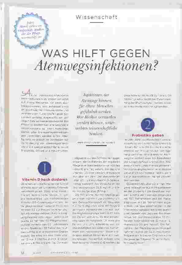 Vorschauseite 1: WAS HILFT GEGEN Atemwegsinfektionen?