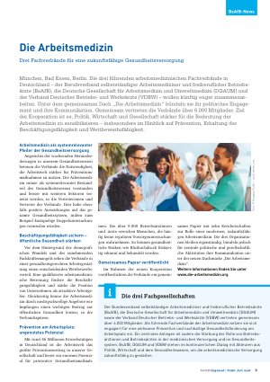 Vorschauseite 1: Die Arbeitsmedizin Drei Fachverbände für eine zukunftsfähige Gesundheitsversorgung