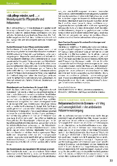 Vorschauseite 1: »Ich pflege wieder, weil …« Modellprojekt für Pflegekräfte und Hebammen