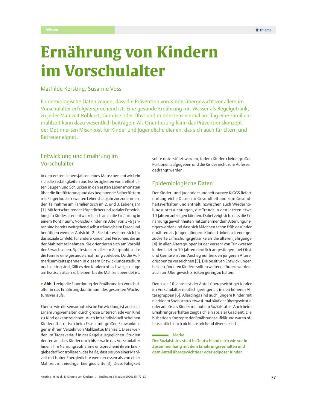 Vorschauseite 1: Ernährung von Kindern im Vorschulalter