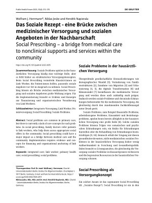 Vorschauseite 1: Das Soziale Rezept - eine Brücke zwischen medizinischer Versorgung und sozialen Angeboten in der Nachbarschaft