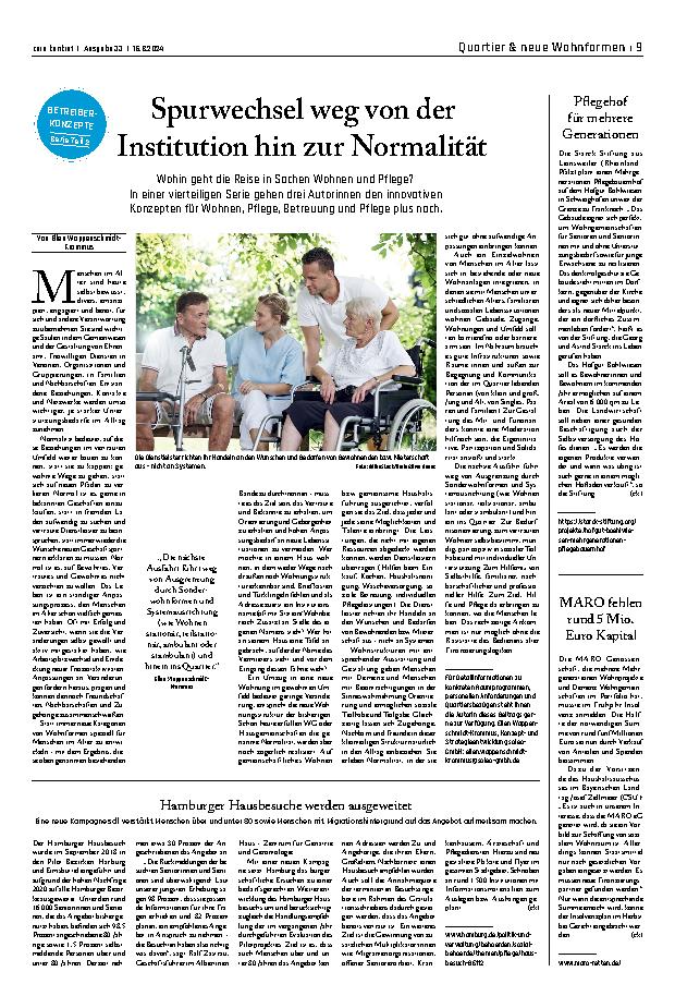 Vorschauseite 1: Spurwechsel weg von der Institution hin zur Normalität