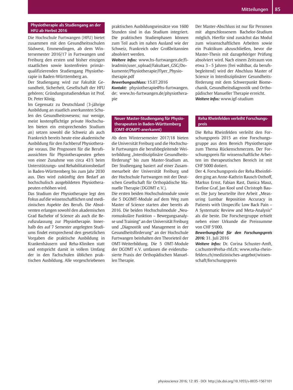 Vorschauseite 1: Mitteilungen