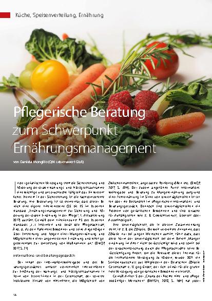 Vorschauseite 1: Pflegerische Beratung zum Schwerpunkt Ernährungsmanagement