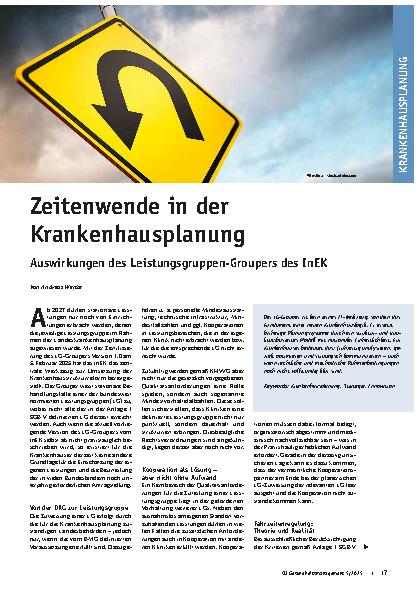 Vorschauseite 1: Zeitenwende in der Krankenhausplanung Auswirkungen des Leistungsgruppen-Groupers des InEK
