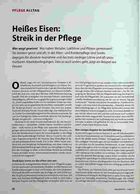 Vorschauseite 1: Heißes Eisen: Streik in der Pflege