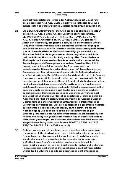 Vorschauseite 6: IV. Beamtenrecht Erschwerniszulage für Sprengstoffentschärfer/Sprengstoffermittler