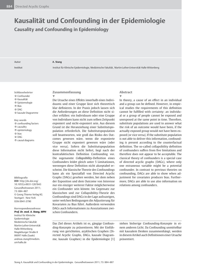 Vorschauseite 1: Kausalität und Confounding in der Epidemiologie