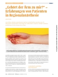 Vorschauseite 1: „Gehört der Arm zu mir?“ – Erfahrungen von Patienten in Regionalanästhesie