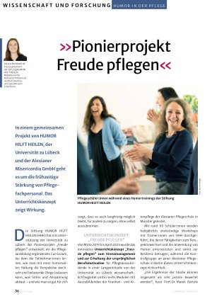 Vorschauseite 1: »Pionierprojekt Freude pflegen«