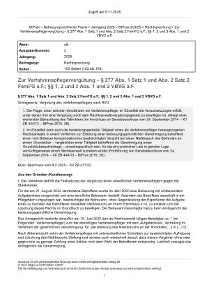 Vorschauseite 1: Zur Verfahrenspflegervergütung – § 277 Abs. 1 Satz 1