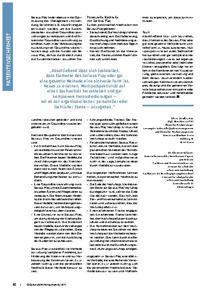 Vorschauseite 3: Serious Play im Gesundheitswesen: Spielerisch für mehr Patientensicherheit sorgen.