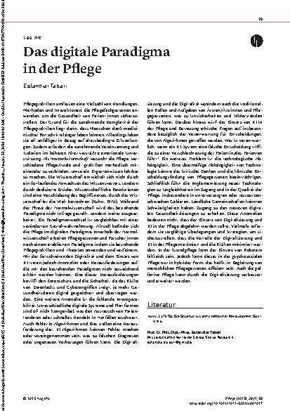 Vorschauseite 1: Das digitale Paradigma in der Pflege