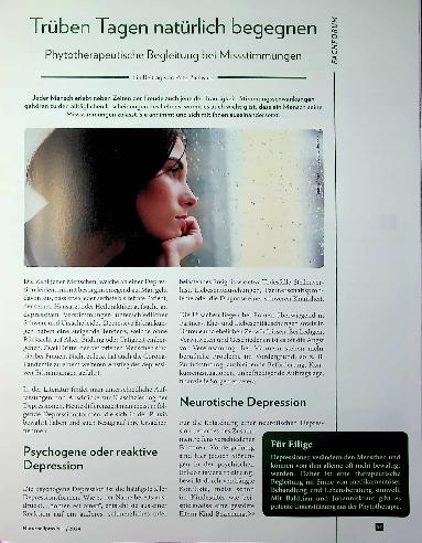 Vorschauseite 1: Trüben Tagen natürlich begegnen: Phytotherapeutische Begleitung bei Missstimmungen
