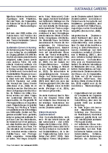 Vorschauseite 2: Sustainable Careers in Nursing und Interprofessionelle Zusammenarbeit