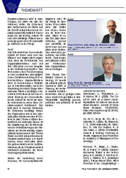 Vorschauseite 5: Sustainable Careers in Nursing und Interprofessionelle Zusammenarbeit