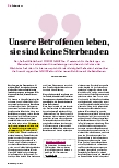 Vorschauseite 1: Unsere Betroffenen leben, sie sind keine Sterbenden.