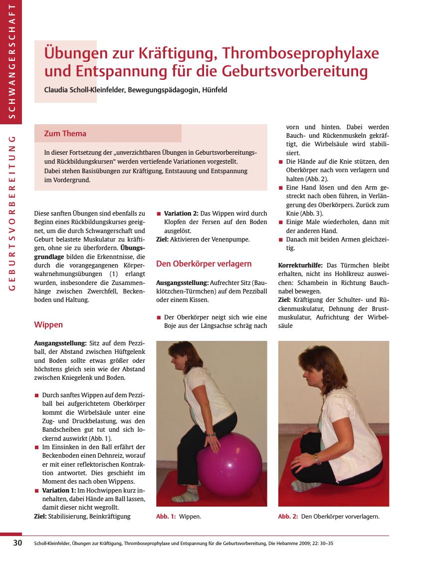 Vorschauseite 1: Übungen zur Kräftigung, Thromboseprophylaxe und Entspannung für die Geburtsvorbereitung