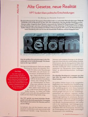 Vorschauseite 1: Alte Gesetze, neue Realität VPT fordert klare politische Entscheidungen
