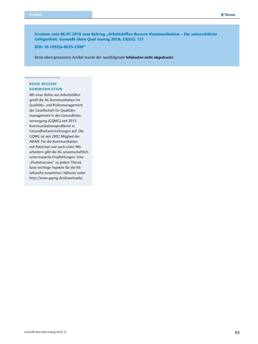 Vorschauseite 1: Erratum: Arbeitshilfen Bessere Kommunikation? Die unterschätzte Gelegenheit