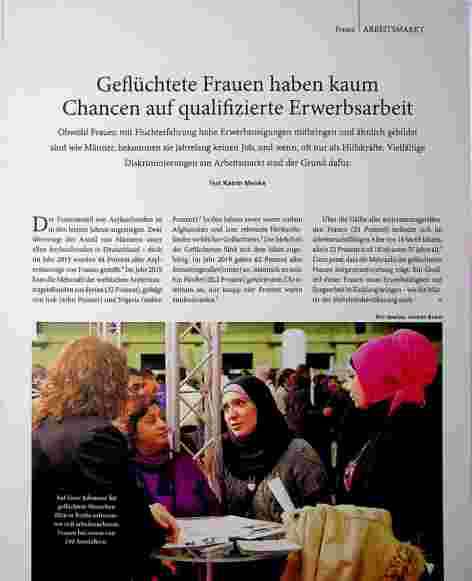 Vorschauseite 1: Geflüchtete Frauen haben kaum Chancen auf qualifizierte Erwerbsarbeit.