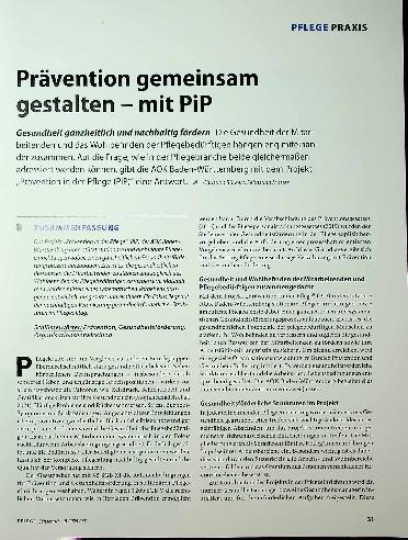 Vorschauseite 1: Prävention gemeinsam gestalten - mit PiP