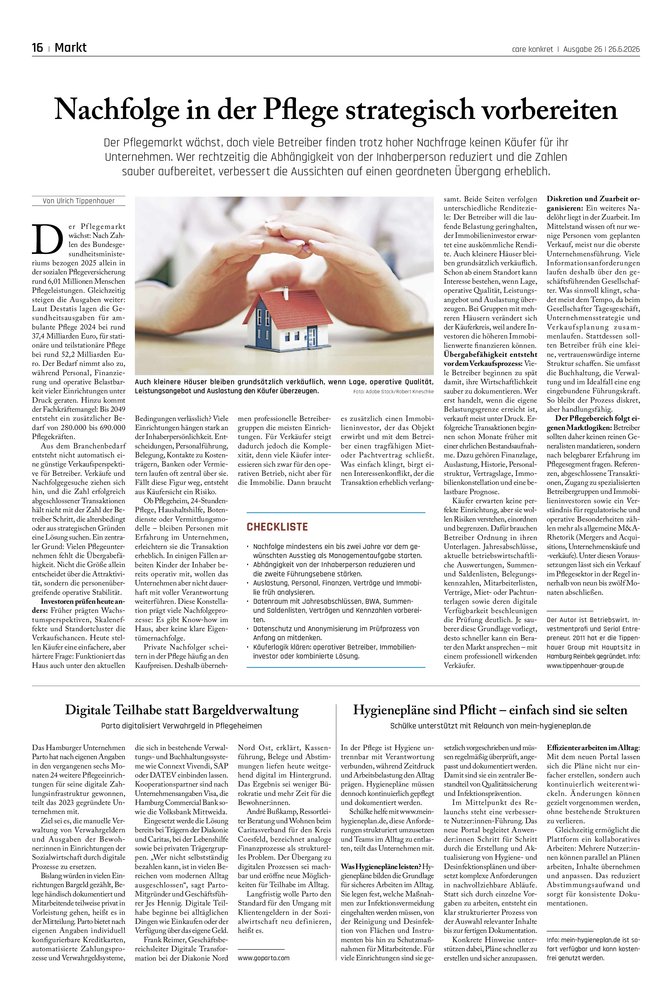 Vorschauseite 1: Nachfolge in der Pflege strategisch vorbereiten