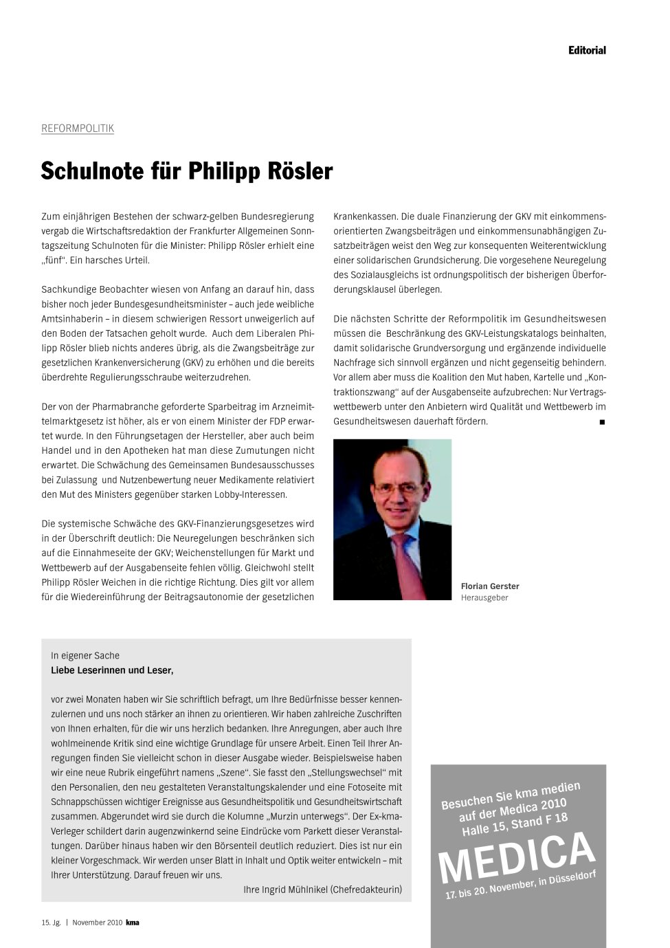 Vorschauseite 1: Schulnote für Philipp Rösler